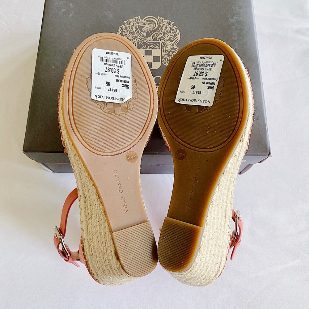✨New VINCE CAMUTO Leera Nubuck Espadrille Wedges Fancy Flamingo 9.5M - Picture 7 of 9
